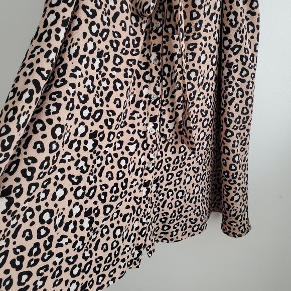 Ava & Viv Leopard Print V-Neck Button Up Midi Dress 2X - Picture 7 of 10
